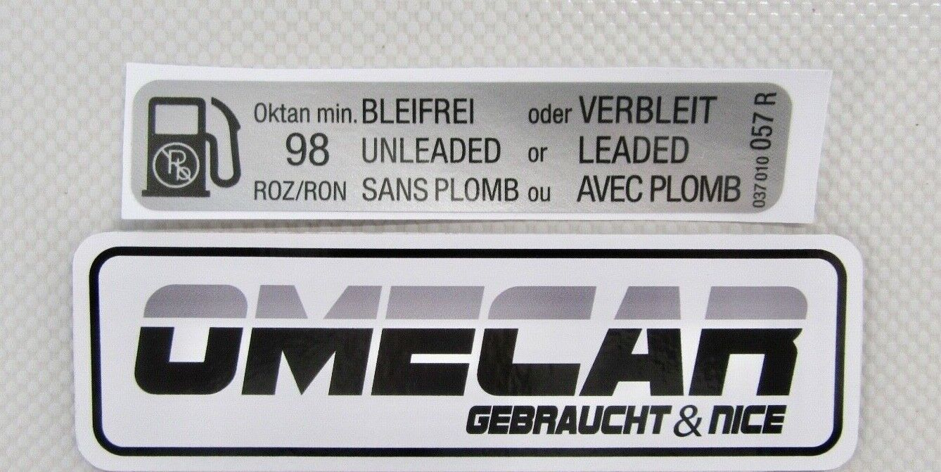 Aufkleber Sticker für VW Golf 1 2 Tankdeckel Bleifrei 98 Oktan Benzin -  Ersatzteile in Originalqualität für alle VW Golf 2 Modelle Typ 19E / MK2 -  Lager von Neuteilen und Gebrauchtteilen